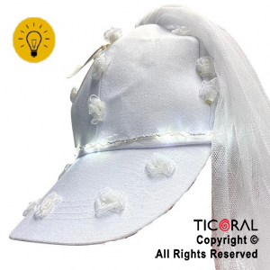 SOMBRERO VISERA NOVIA CON TUL LUMINOSO x 1